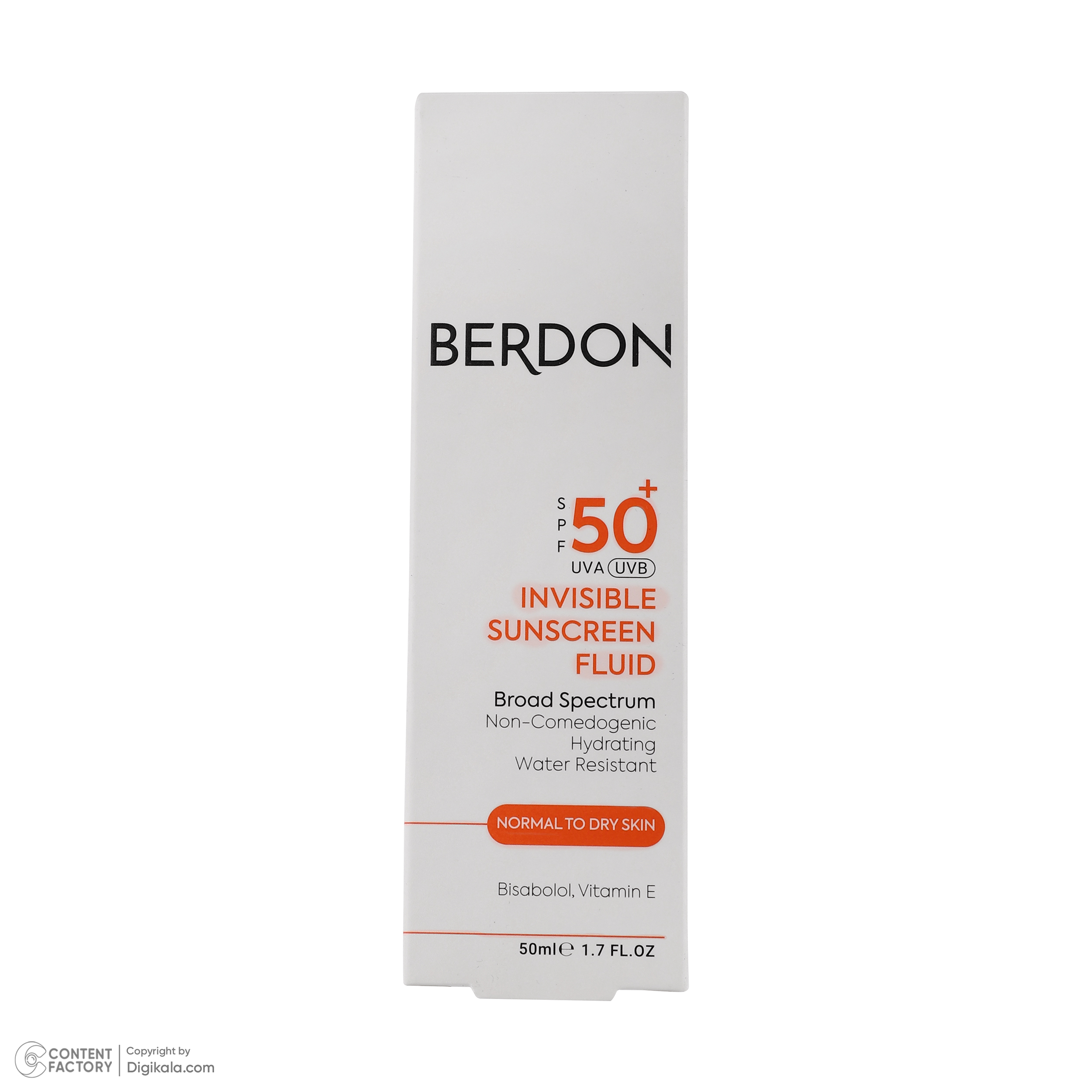 فلوئید ضد آفتاب بدون رنگ صورت بردون SPF 50 مدل Non-comedogenic حاوی محافظ UVA و UVB مناسب پوست‌های معمولی و خشک حجم 50 میلی لیتر