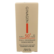 کرم ضد آفتاب رنگی ژیناژن SPF 50 مدل 01 محافظتکننده در برابر اشعههای UVA و UVB مناسب پوستهای چرب و مختلط حجم 50 میلیلیتر مجموعه دو عددی