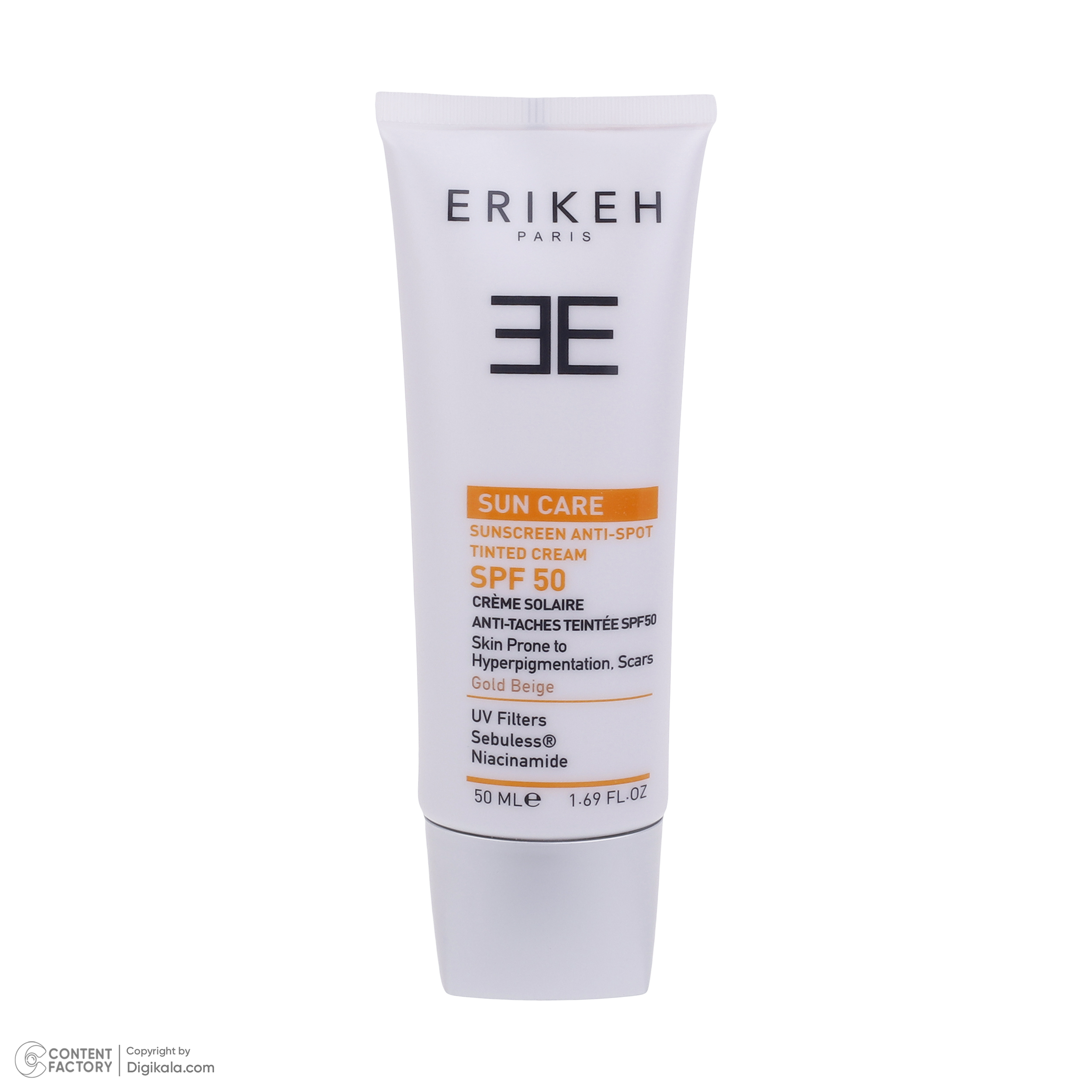 کرم ضد آفتاب رنگی اریکه SPF50 مدل Anti-Spot مناسب انواع پوست حجم 50 میلیلیتر