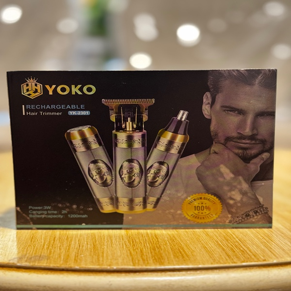 ست اصلاح موی سر و صورت شارژی یوکو مدل yk-2301 به همراه موزن گوش و بینی مدل 01