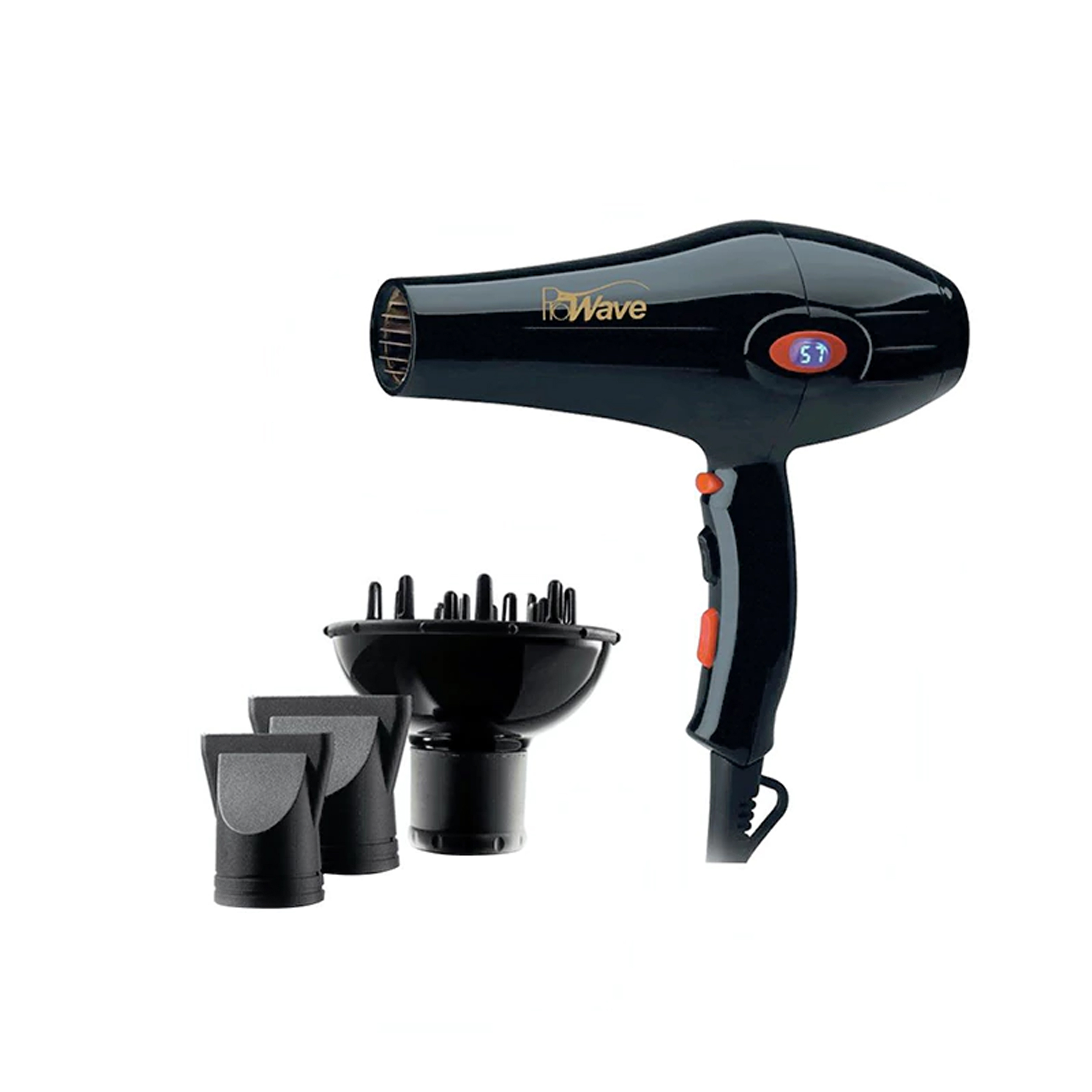 سشوار حرفهای پروویو مدل PW-3111، موتور AC با توان مصرفی 2300 وات، دارای قابلیت باد سرد، فناوری تولید یون، صفحه نمایش، با حالت حجمدهنده و صافکننده، وزن 700 گرم، تنظیم حرارت 3 حالته و کنترل سرعت 2 حالته، به همراه سری متمرکزکننده پهن و باریک