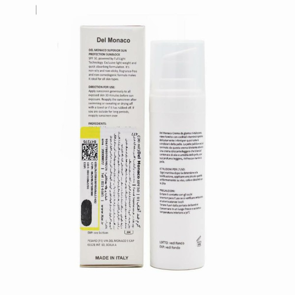 لوسیون ضد افتاب بدون رنگ دل موناکو SPF 50 مدل P7 مناسب انواع پوست حجم 30 میلی لیتر