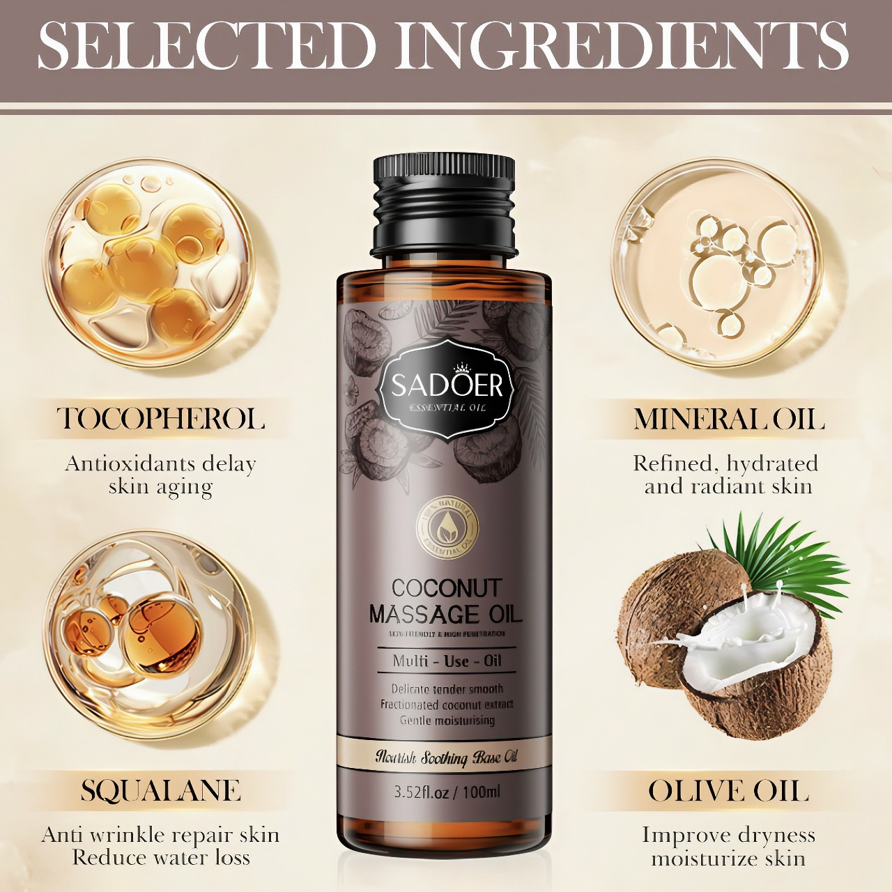 روغن ماساژ سادور مدل نارگیل حجم 100 میلی لیتر