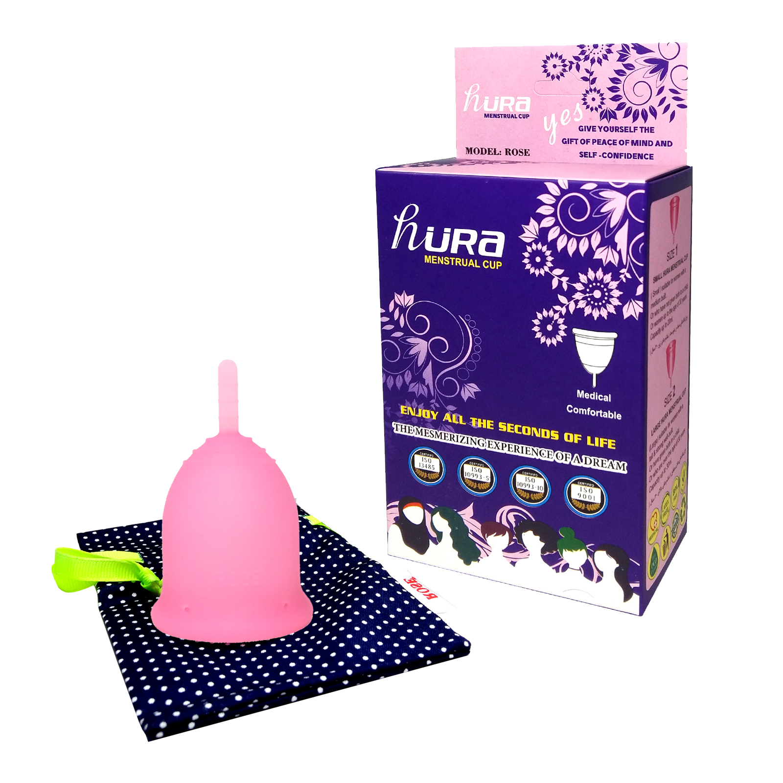 کاپ قاعدگی حورا مدل رز سایز 1 به همراه کاپ قاعدگی حورا مدل رز سایز 2