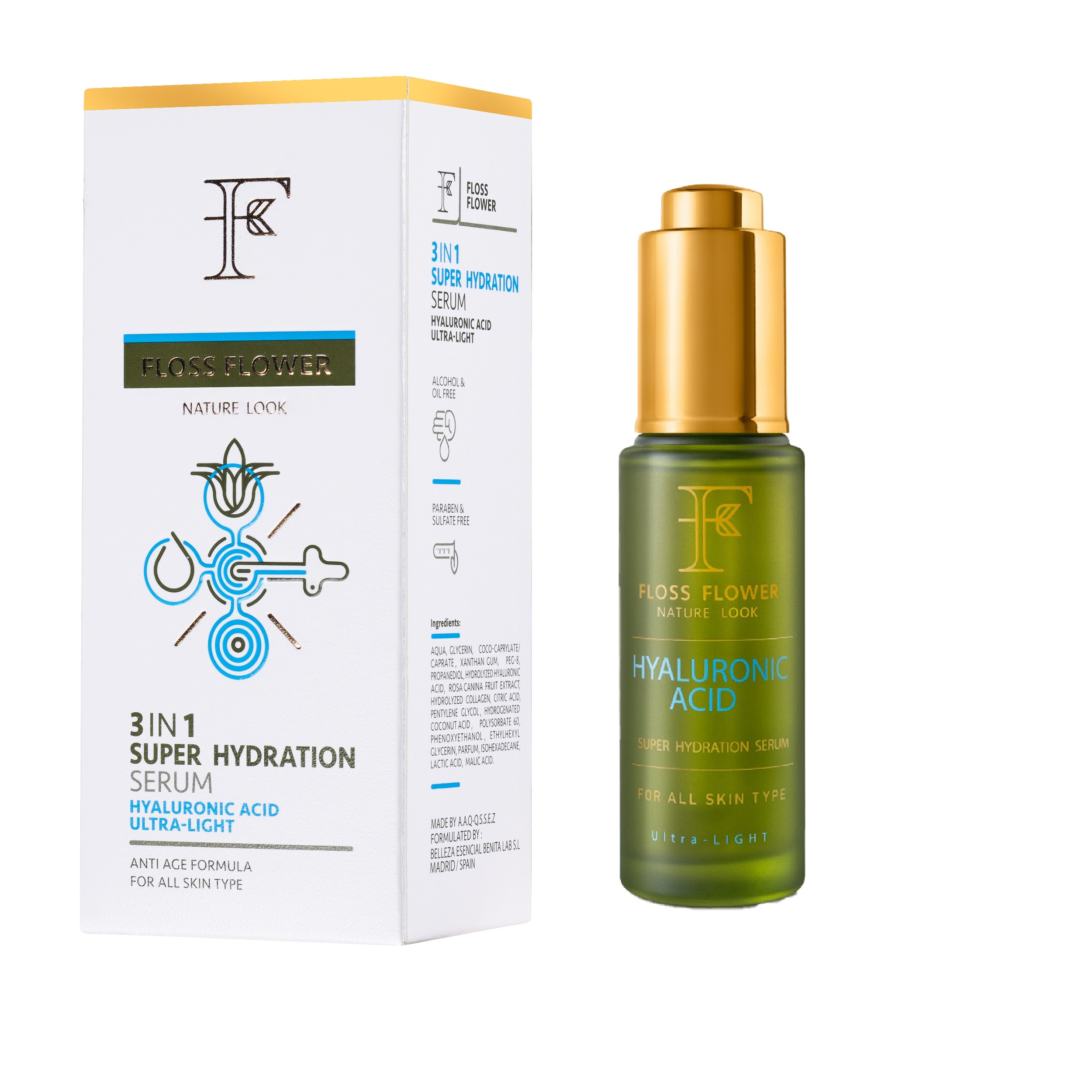 سرم پوست فلوس فلاور مدل هیالورونیک اسید حجم 30 میلی لیتر