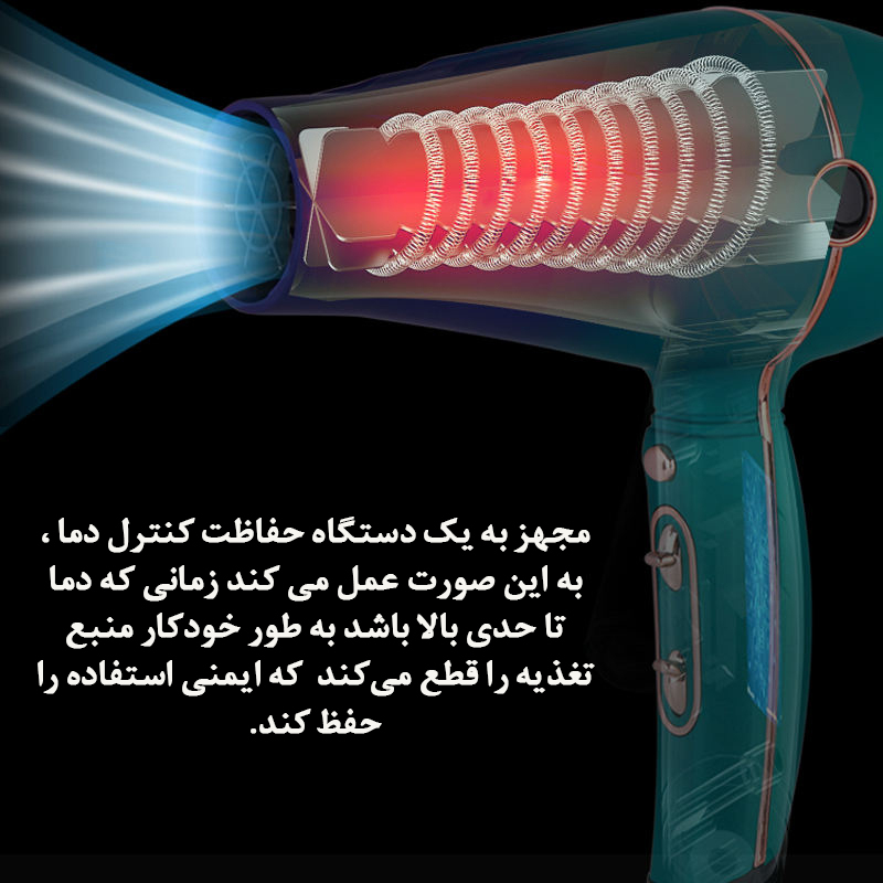 سشوار حرفه‌ای میدلیو مدل V-232، موتور AC با توان مصرفی 2400-2000 وات، دارای قابلیت باد سرد، فناوری تولید یون، دارای حلقه آویختن، با حالت صاف‌کننده و حجم‌دهنده، وزن 550 گرم، تنظیم حرارت 3 حالته و کنترل سرعت 2 حالته، به همراه 2 سری متمرکزکننده