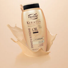 شامپو تقویت کننده و ترمیم کننده مو هربال مدل کراتین آرگان حجم 400 میلی لیتر