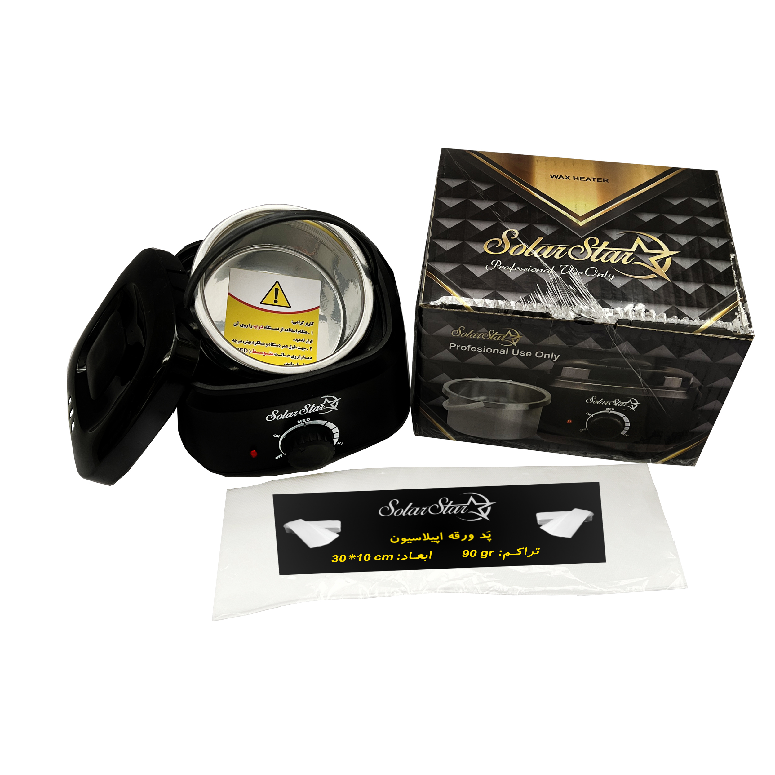 دستگاه موم گرم کن و ذوب وکس سولار استار مدل 601 به همراه پد اپیلاسیون بسته 10 عددی