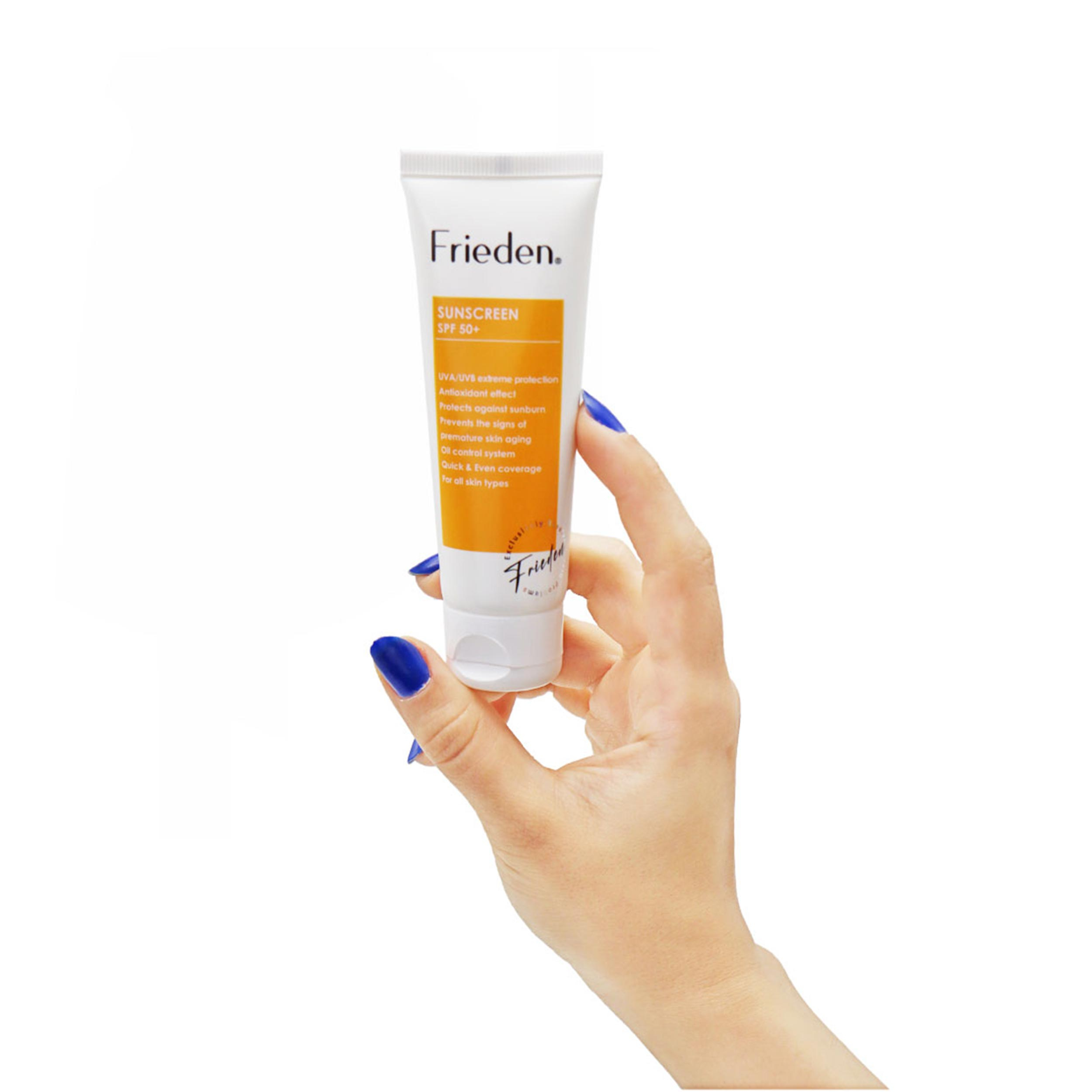 کرم ضد آفتاب بی رنگ فریدن SPF50 مدل INVISIBLE مناسب انوع پوست حجم 50 میلی لیتر