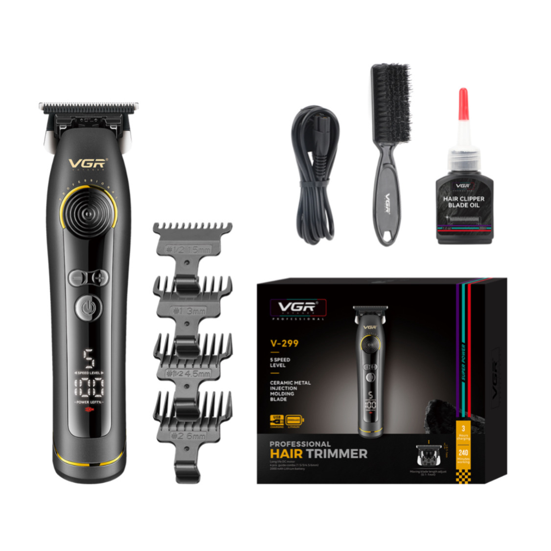 ماشین اصلاح موی سر و صورت شارژی وی جی ار مدل V-299