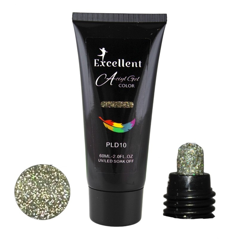 پلی ژل کاشت ناخن اکسلنت مدل دیسکو شماره PLD10 حجم 60 میلی لیتر