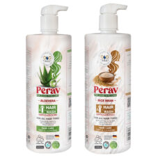 شامپو مو پراو مدل آلوئه ورا و سبوس برنج مناسب برای انواع مو وزن 1000 گرم بسته 2 عددی