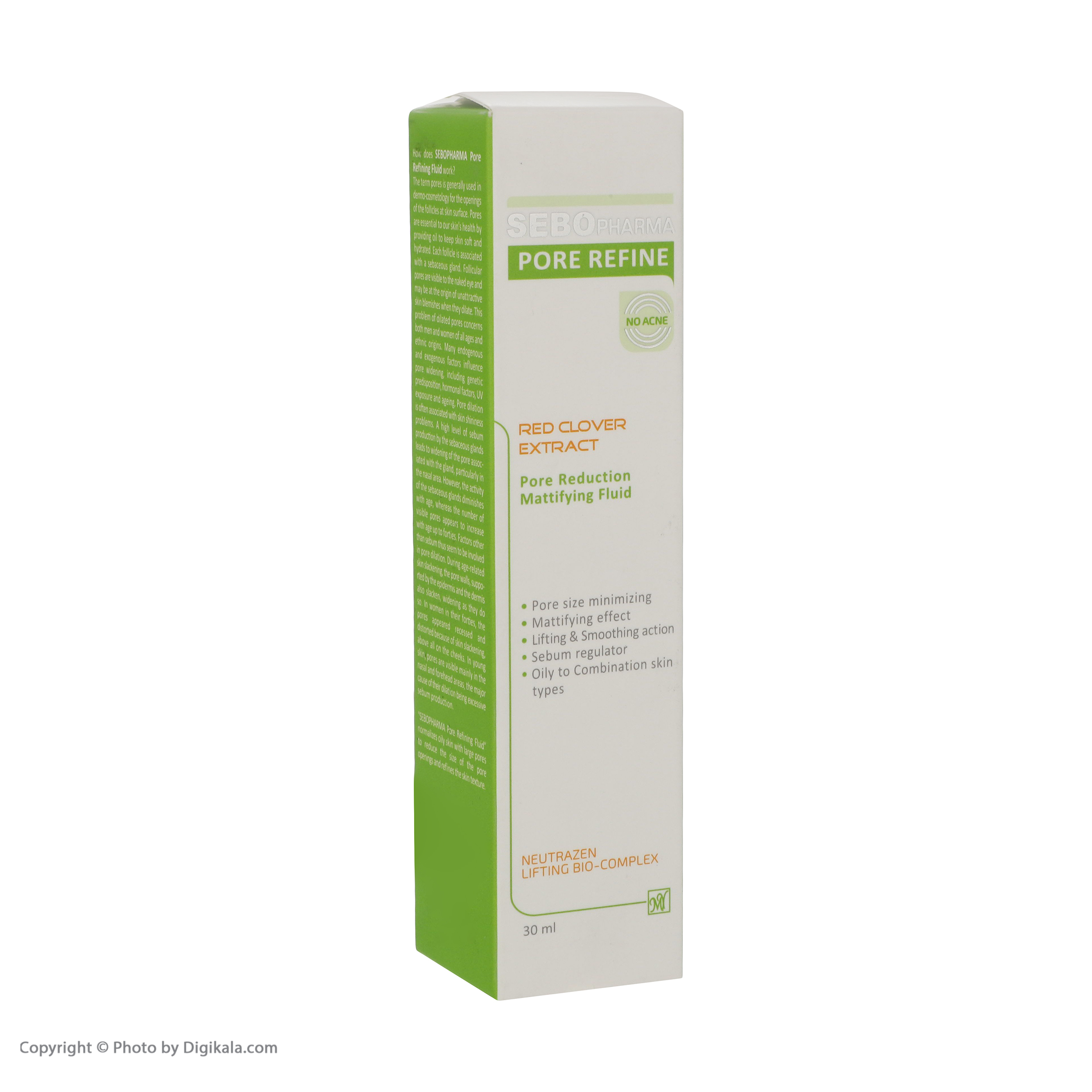 فلوئید کوچککننده منافذ پوست مای سری سبوفارما مدل red clover حجم 30 میلی لیتر