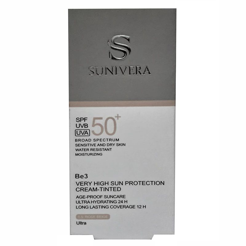 کرم ضد آفتاب رنگی سانیورا SPF 50 مدل 1.5 اولترا مناسب پوستهای خشک حجم 50 میلیلیتر