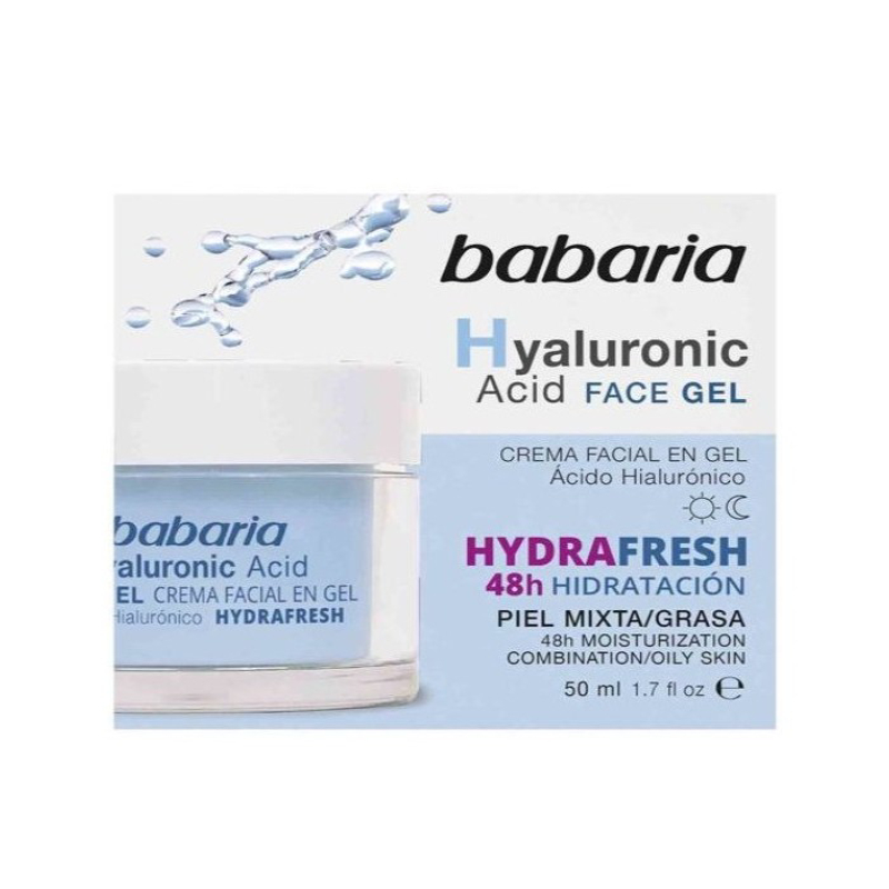 ژل ترمیم‌کننده صورت و گردن باباریا مدل Hyaluronic Acid مناسب برای انواع پوست حجم 50 میلی‌لیتر