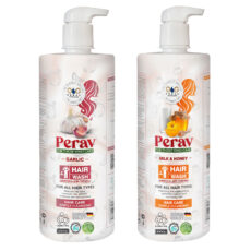 شامپو مو پراو مدل شیرعسل و سیر مناسب برای انواع مو وزن 1000 گرم بسته 2 عددی