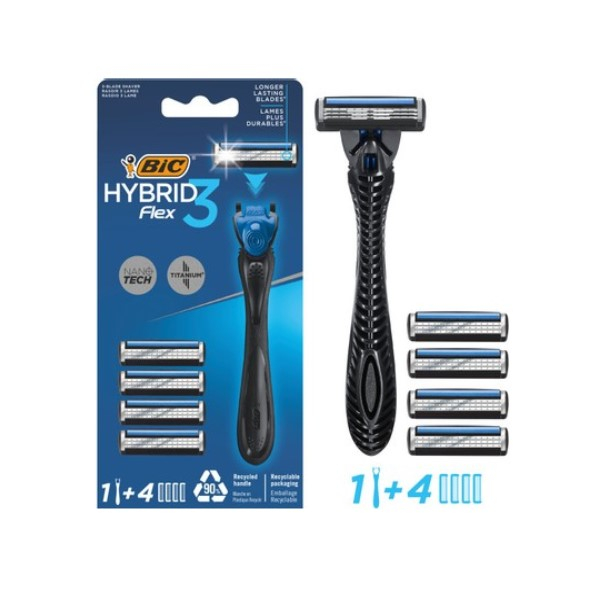 خود تراش بیک مدل Hybrid 3 Flex به همراه تیغ یدک بسته 8 عددی