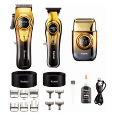 ماشین اصلاح موی سر و صورت شارژی کیمی مدل km-8557 مجموعه 3 عددی