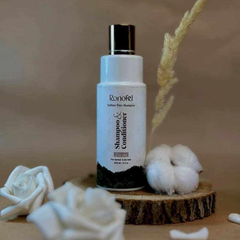 شامپو و نرم کننده مو رونوفل مدل کراتین مناسب مو معمولی و خشک حجم 250 میلی لیتر