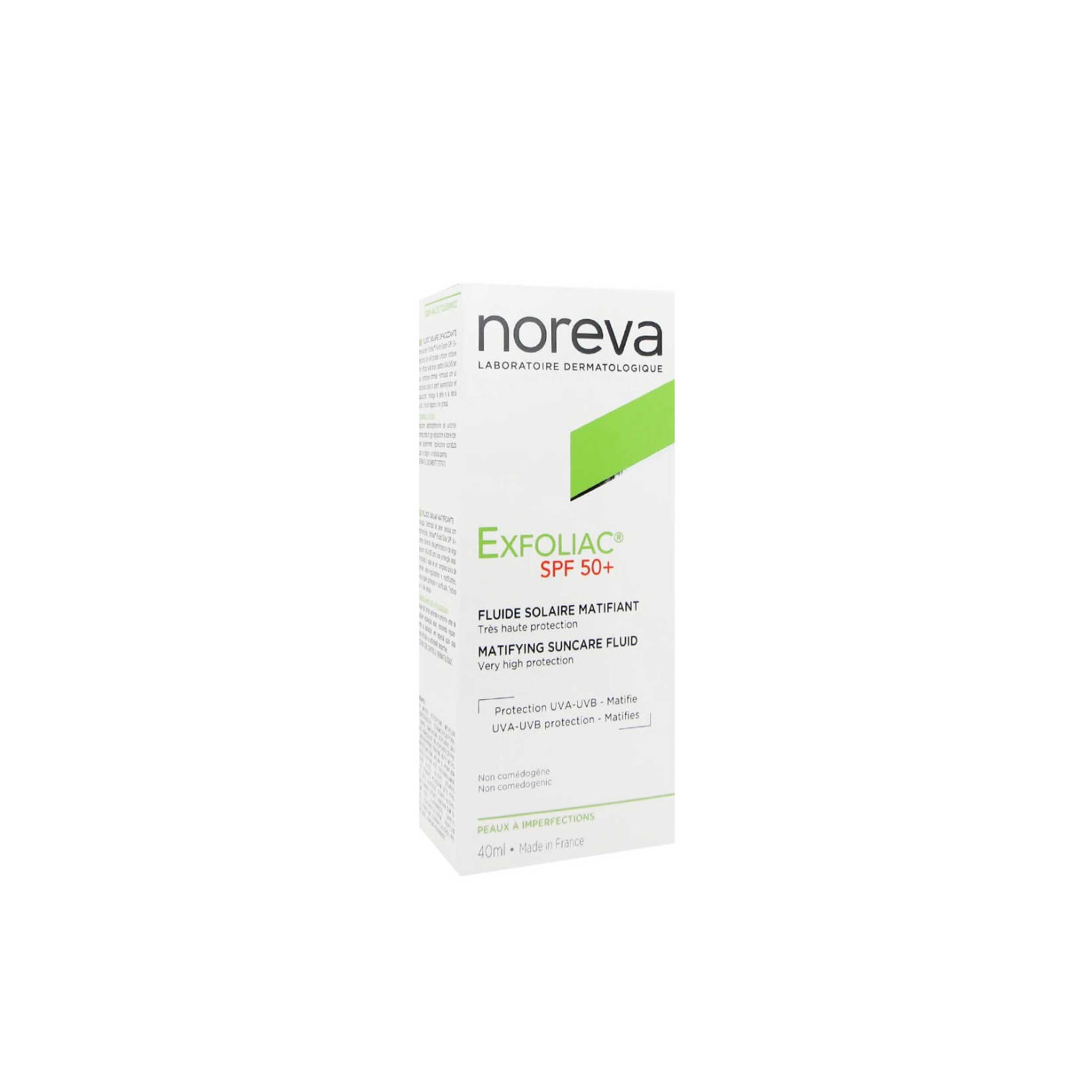 فلوئید ضد آفتاب بی رنگ نوروا SPF50 مدل اکسفولیاک مناسب پوست های چرب حجم 40 میلی لیتر