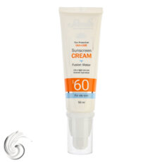 کرم ضد آفتاب بی‌رنگ صورت ثمین SPF 60 مدل Fusion Water ‌محافظ UVA ، UVB مناسب برای پوست‌های چرب حجم 50 میلی‌لیتر
