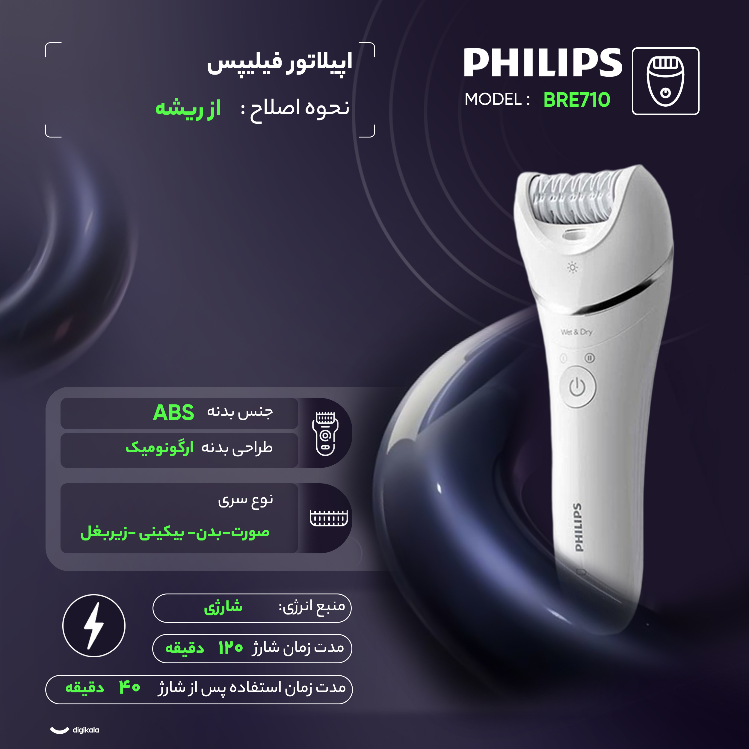 اپیلاتور فیلیپس مدل BRE710