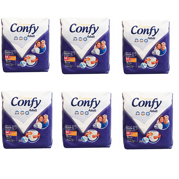 پوشک شورتی بزرگسال کانفی مدل پریمیوم سایز متوسط مجموعه 6 عددی