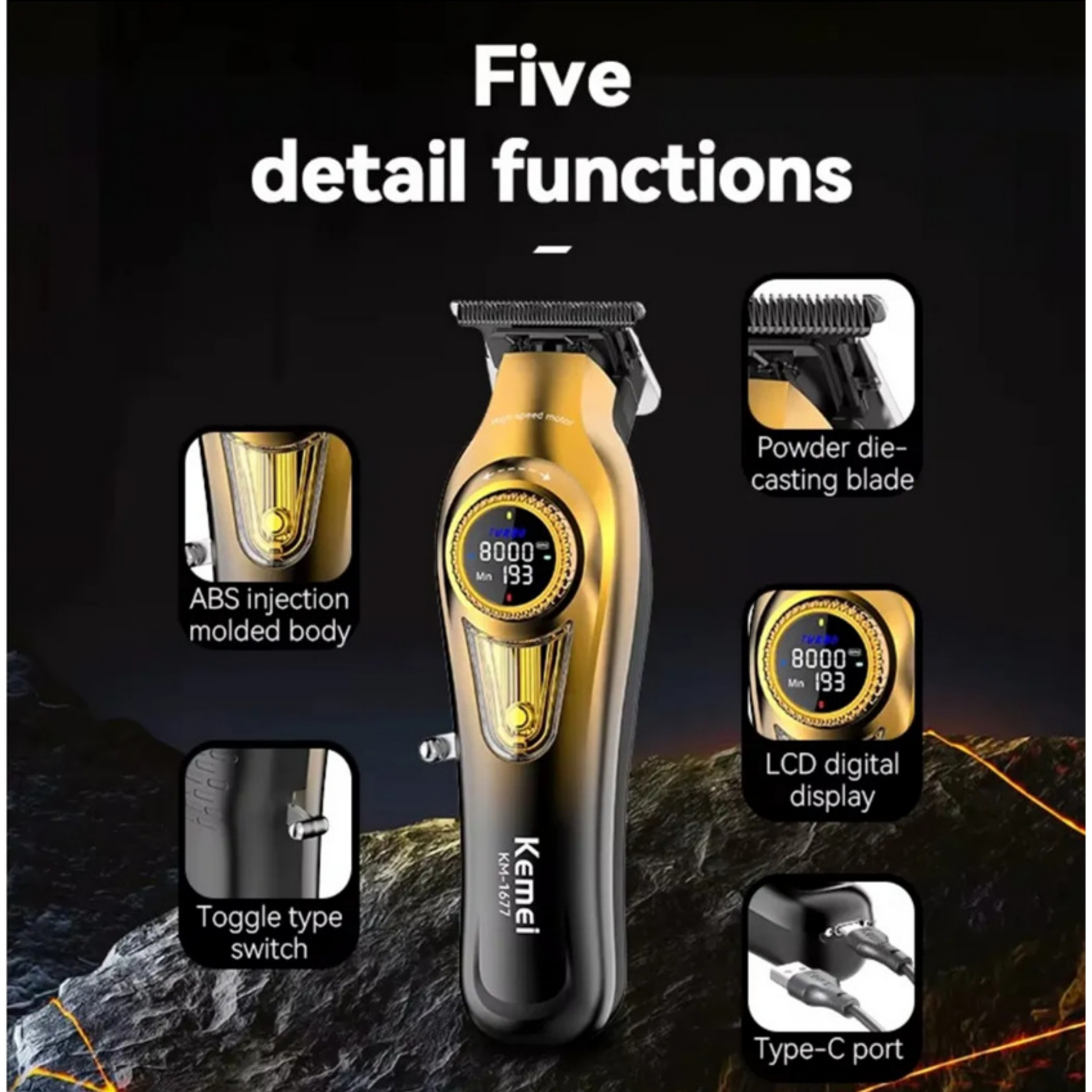 ماشین اصلاح موی سر و صورت شارژی کیمی مدل km-8557 مجموعه 3 عددی