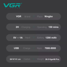 ماشین اصلاح موی سر و صورت شارژی وی جی ار مدل V-308