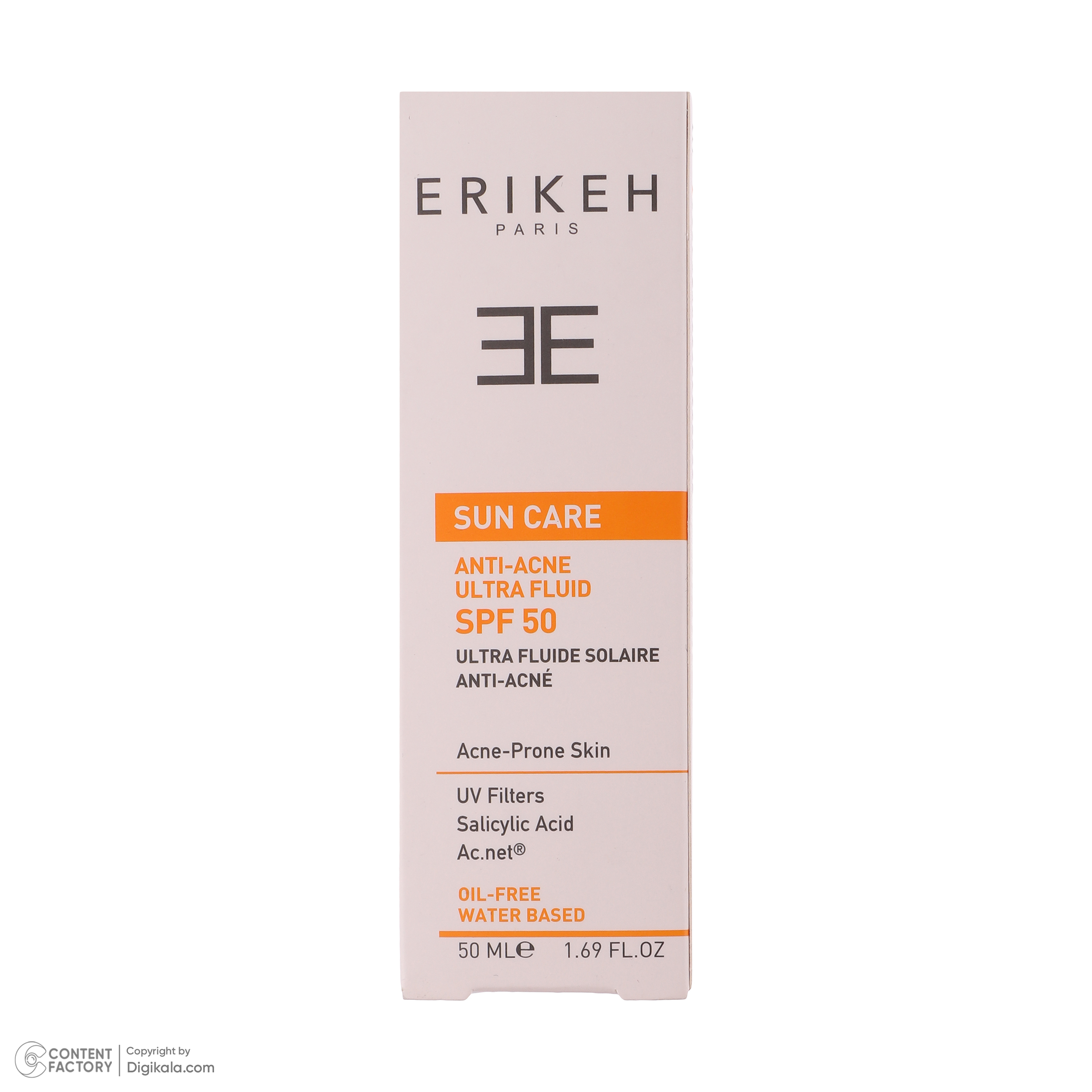 فلوئید ضد آفتاب بی رنگ اریکه مدل Anti-Acne مناسب پوست های آکنه دار حجم 50 میلی لیتر