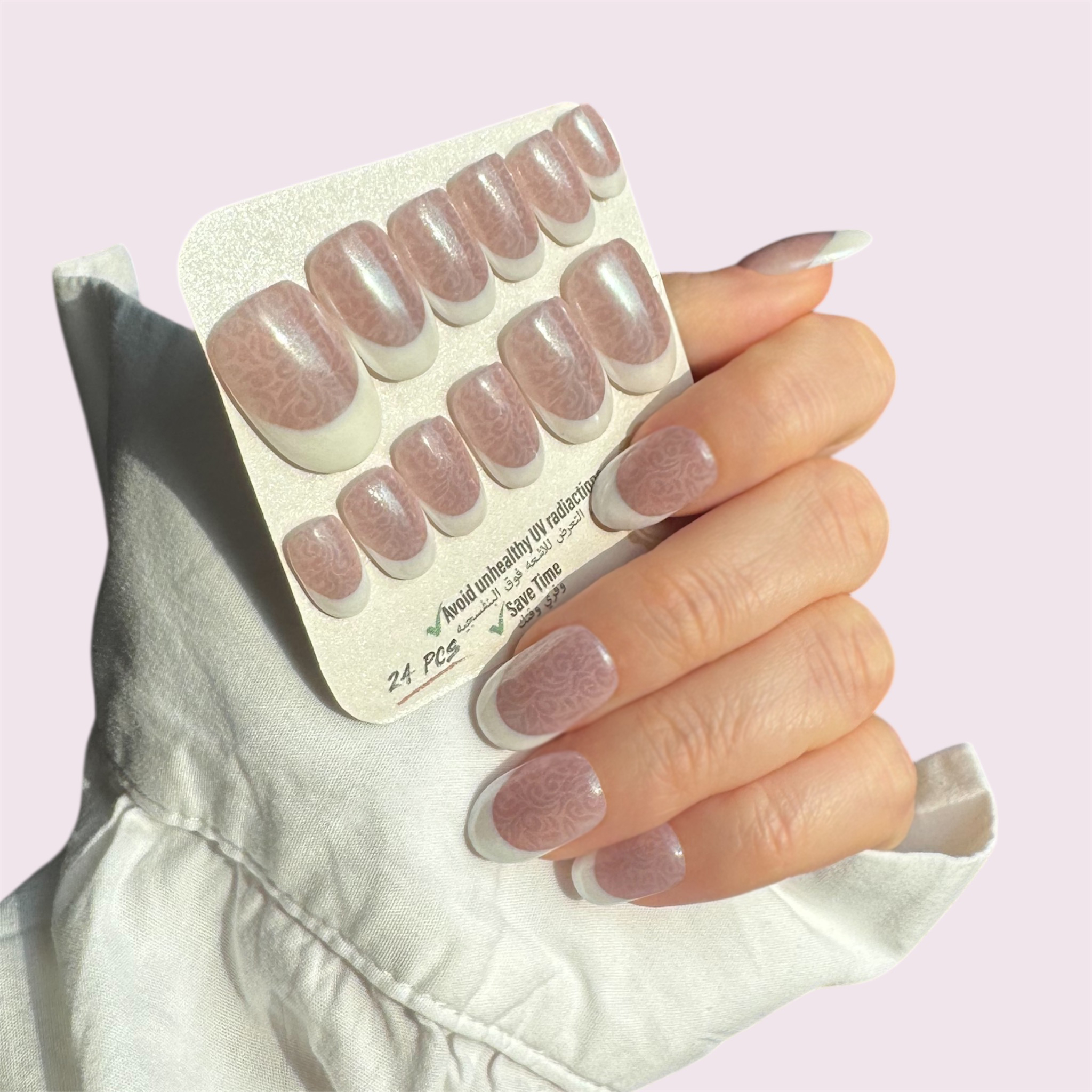 ناخن مصنوعی دست میراکل آرت مدل گرد کد R2400104 بسته 24 عددی