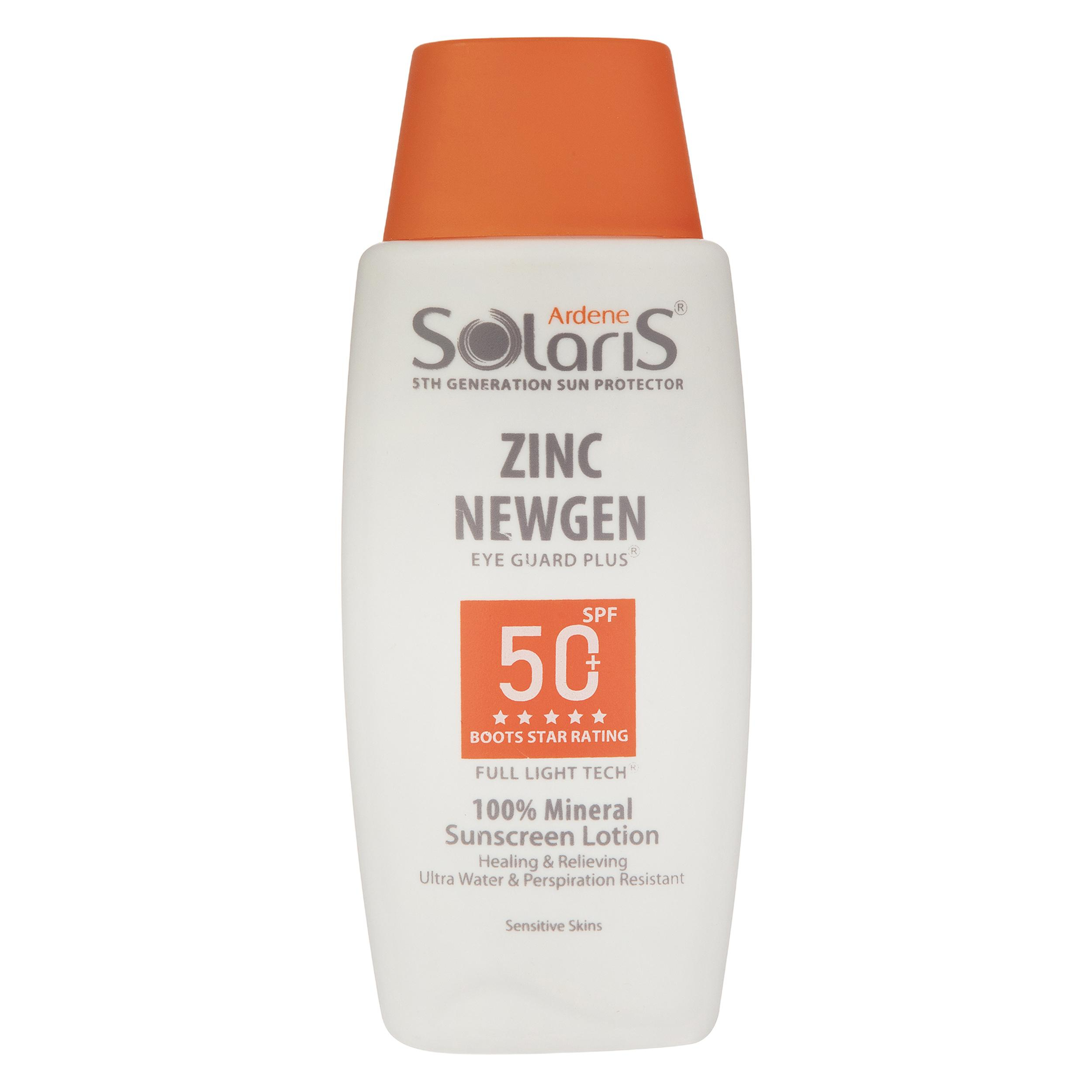 لوسیون ضد آفتاب آردن سولاریس مدل Zinc Newgen حجم 100 میلی لیتر