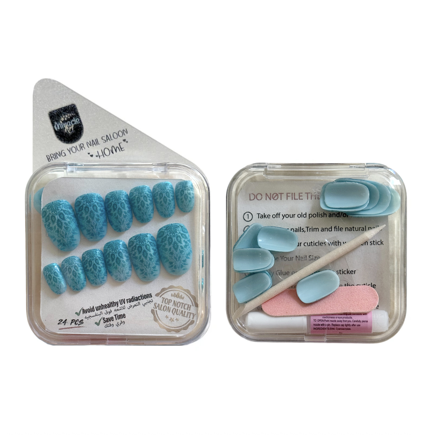 ناخن مصنوعی دست میراکل آرت کد R2400100 بسته 24 عددی