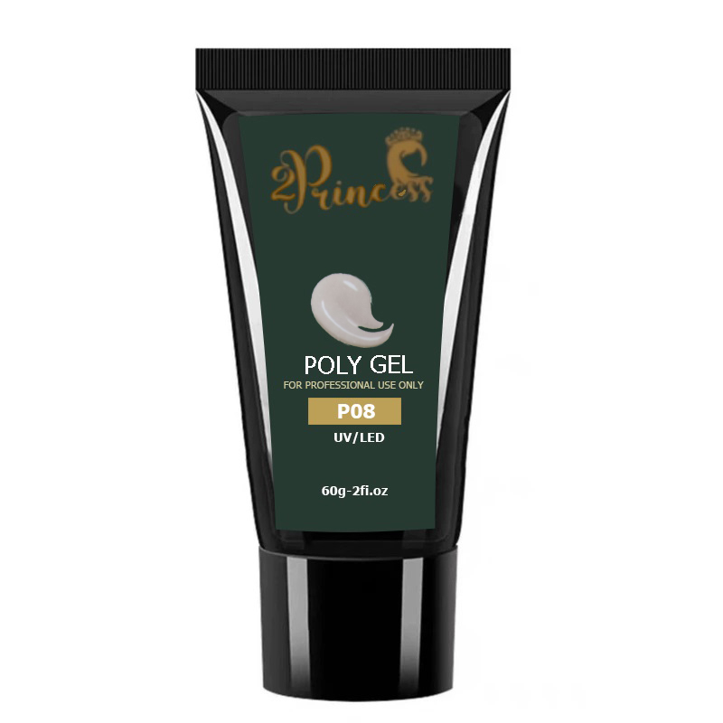 پلی ژل کاشت ناخن پرنسس مدل P08 وزن 60 گرم رنگ خاکی