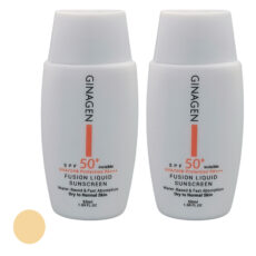کرم ضد آفتاب بدون رنگ ژیناژن SPF 50 مدل 00 محافظ UVA ،UVB ، مناسب پوست‌های خشک و معمولی حجم 50 میلی‌لیتر مجموعه دو عددی