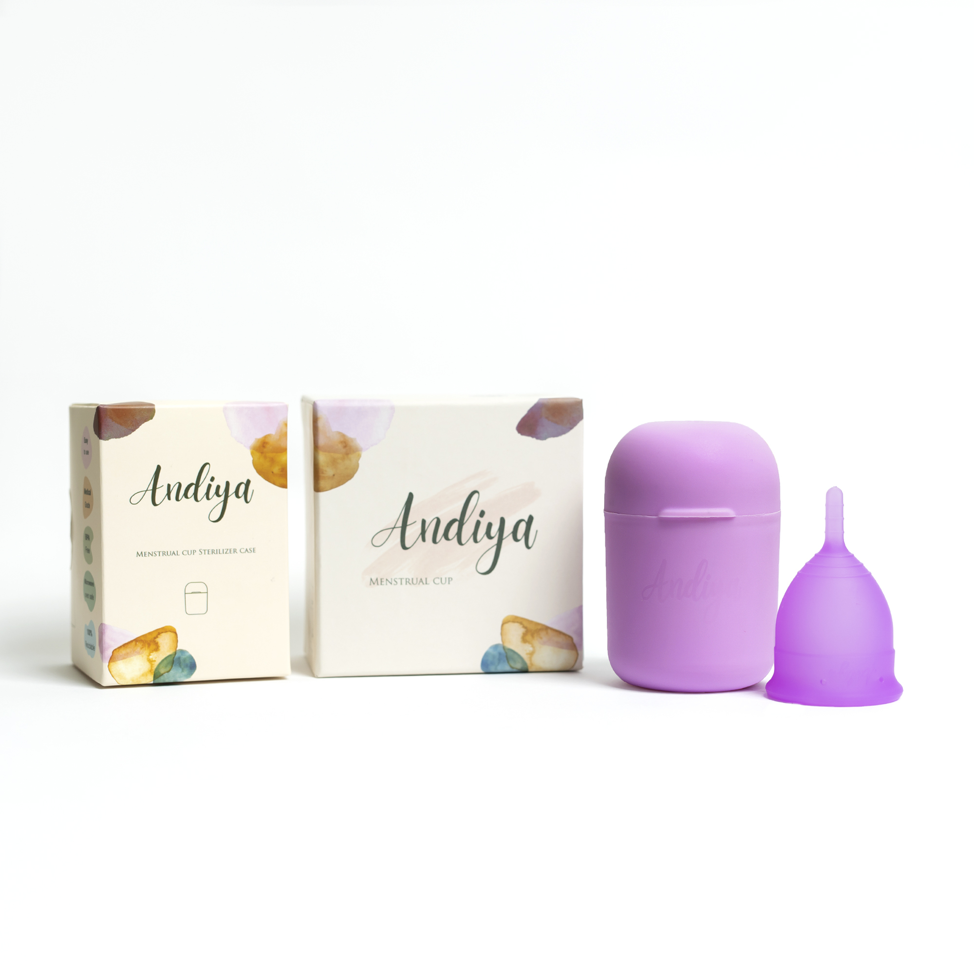 کاپ قاعدگی آندیا مدل 002 سایز متوسط به همراه لیوان کاپ قاعدگی آندیا مدل Alpha