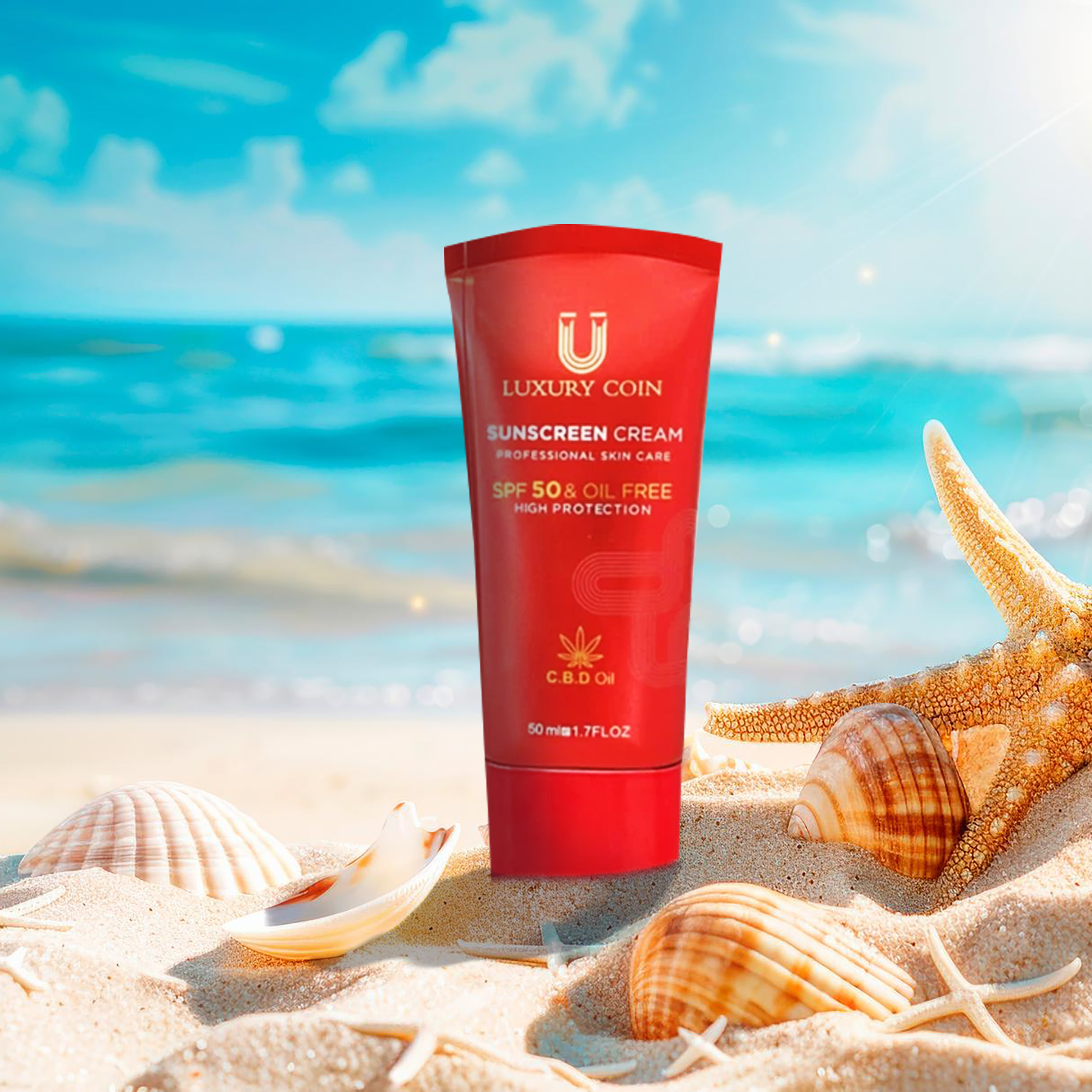 کرم ضدآفتاب بدون رنگ لاکچری کوین SPF50 مدل 001 ‌مناسب انواع پوست، حجم 50 میلی‌لیتر