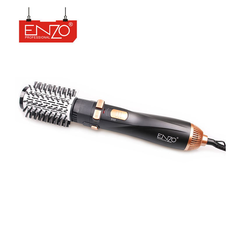 سشوار برس‌دار چرخشی حرفه‌ای انزو مدل EN-746، موتور AC با توان مصرفی 6600 وات، دارای قابلیت باد سرد، با حالت صاف‌کننده و حجم‌دهنده، وزن 400 گرم، تنظیم حرارت 2 حالته و کنترل سرعت 2 حالته، به همراه سری برس‌دار گرد باریک، پهن و تخت