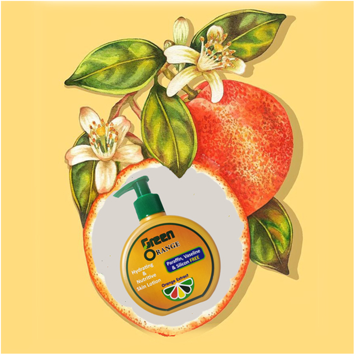 لوسیون آبرسان گرین اورنج مدل پرتقال مناسب برای انواع پوست حجم 215 میلی لیتر مجموعه 2 عددی