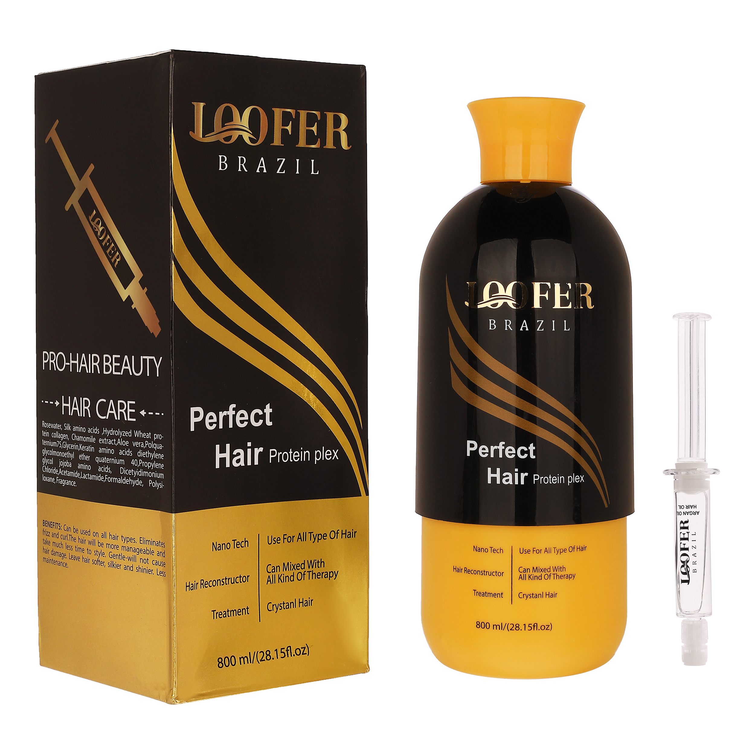 ماسک صاف کننده مو لوفر مدل Protein Plex مناسب برای انواع مو حجم 800 میلی‌لیتر به همراه روغن آرگان حجم 10 میلی‌لیتر