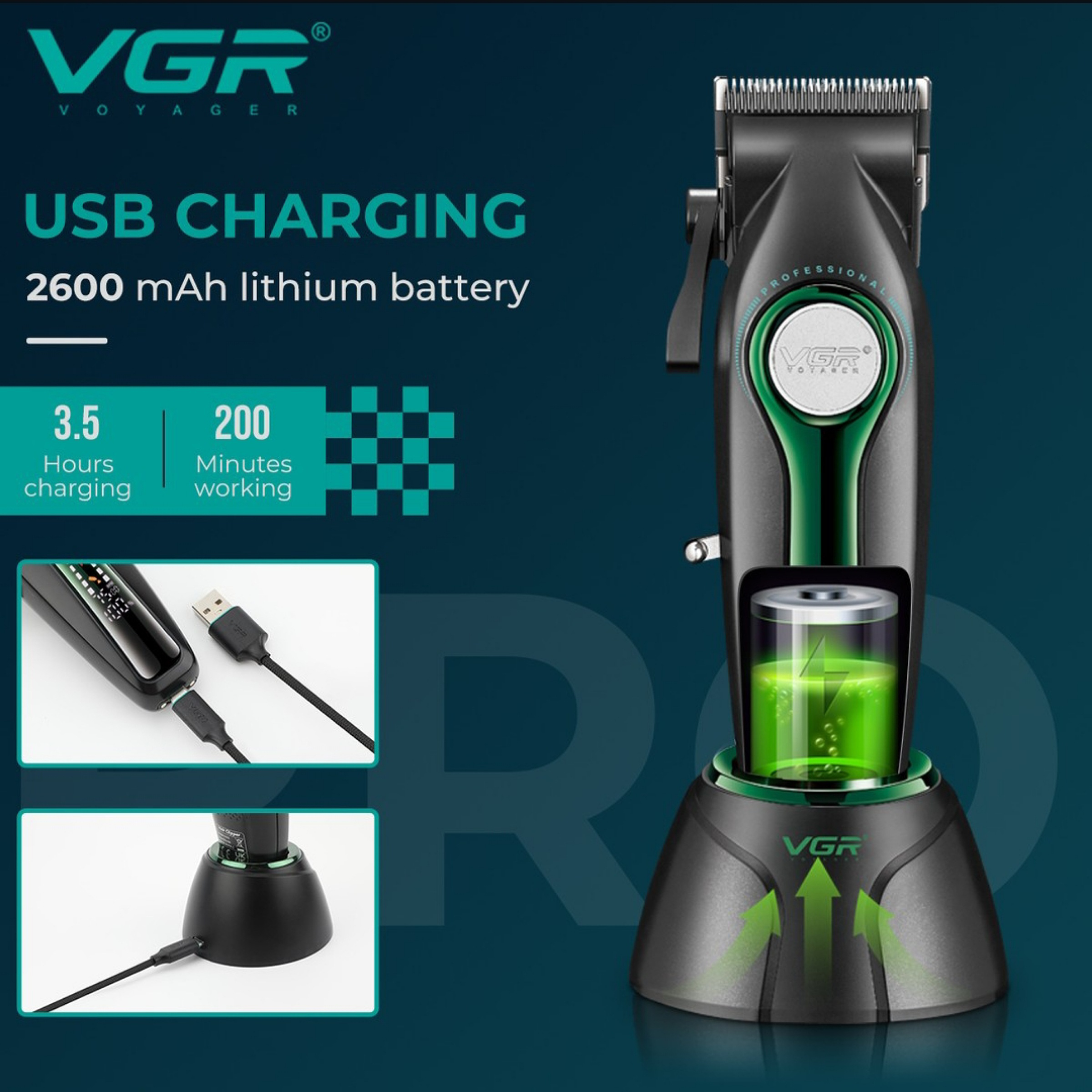 ماشین اصلاح موی سر و صورت وی جی ار مدل v-010