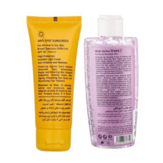 کرم ضد آفتاب بدون رنگ لافارر SPF 30 مدل پوست خشک و حساس مناسب پوستهای حجم 40 میلیلیتر به همراه تونر مدل مولتی اکتیو مناسب پوست خشک حجم 170 میلی لیتر
