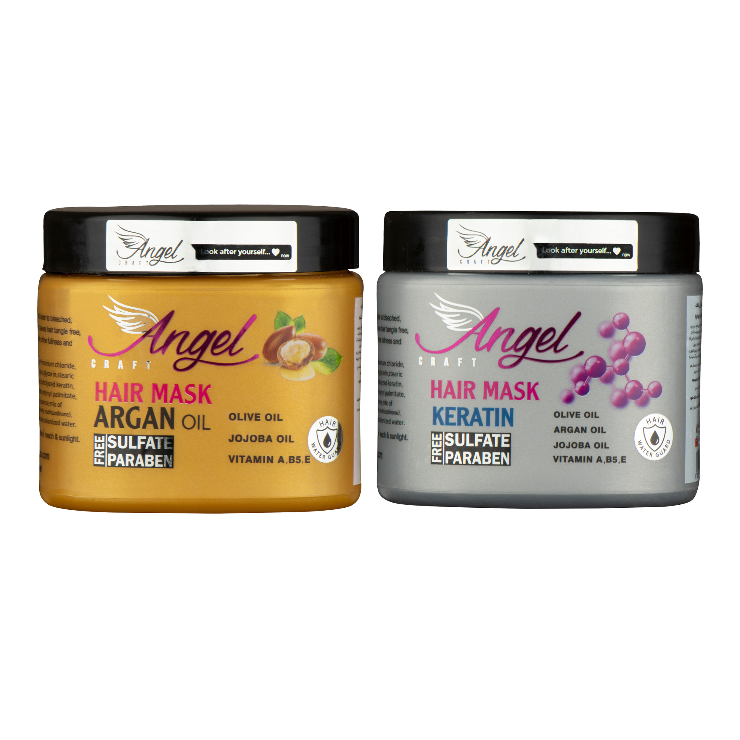 ماسک مو انجل کرفت مدل کراتین و آرگان حجم 500 میلی لیتر مجموعه 2 عددی