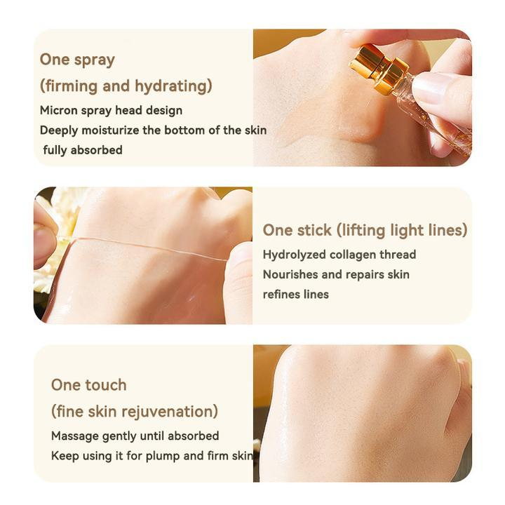 پک ضد چروک اچ آی اچ مدل نخ کلاژن جذبی و طلا بسته 7 عددی