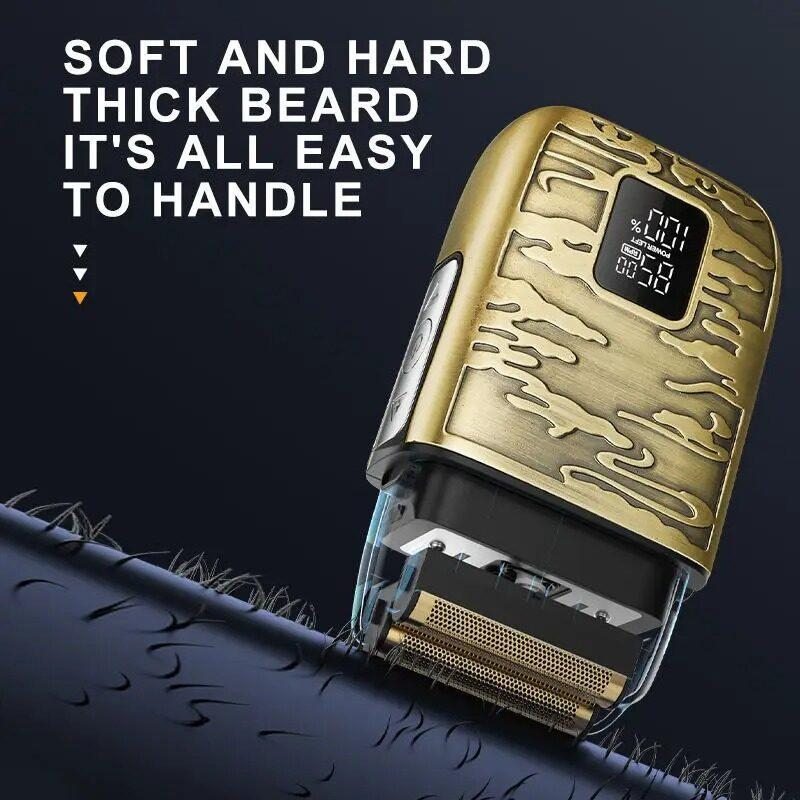 ماشین اصلاح موی صورت و بدن کیمی مدل KM-870، اصلاح به صورت صفر زن، ضد آب، نمایشگر LED، منبع انرژی با باتری قابل شارژ، تکنولوژی اصلاح به صورت شیو فویلی، مدت زمان شارژ 90 دقیقه و مدت زمان استفاده پس از شارژ 90 دقیقه، به‌همراه کابل شارژ USB، برس، روغن