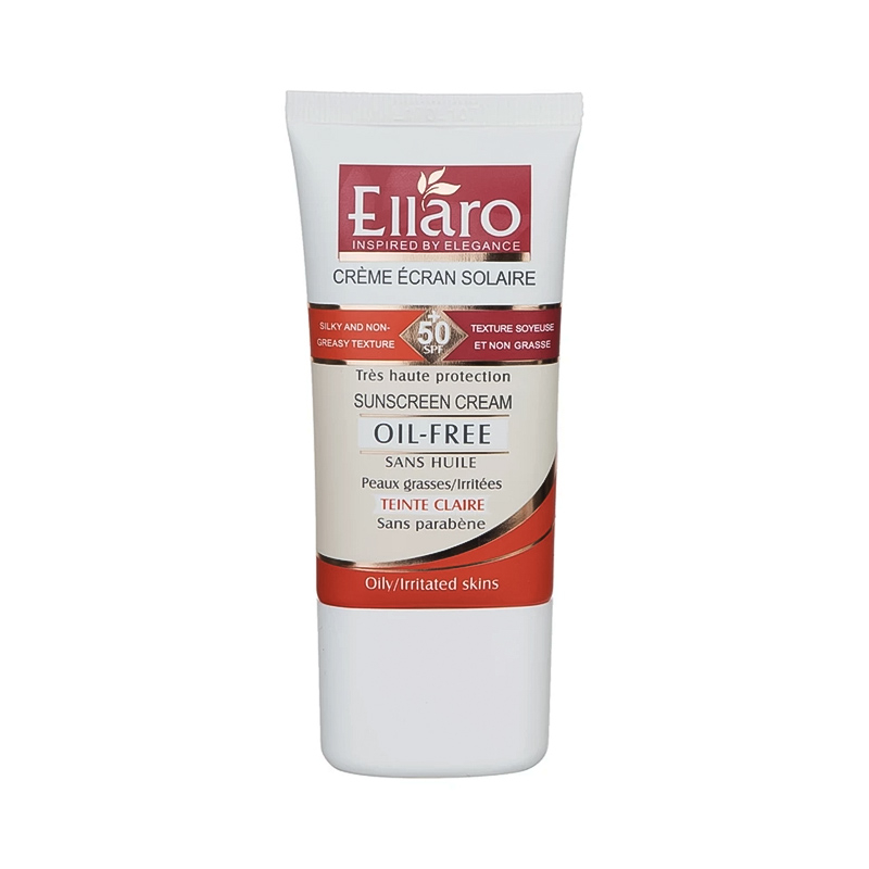 کرم ضد آفتاب رنگی دست و صورت الارو SPF 50 مدل ضد چروک و OIL FREE محافظ UVA ،UVB مناسب انواع پوست حجم 40 میلی‌لیتر