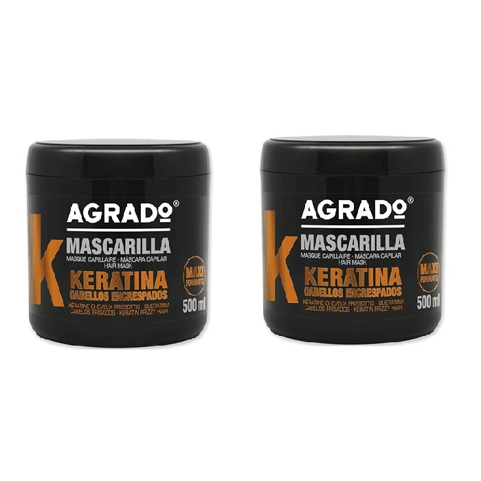 ماسک مو آگرادو مدل Keratin حجم 500 میلی لیتر بسته  2 عددی
