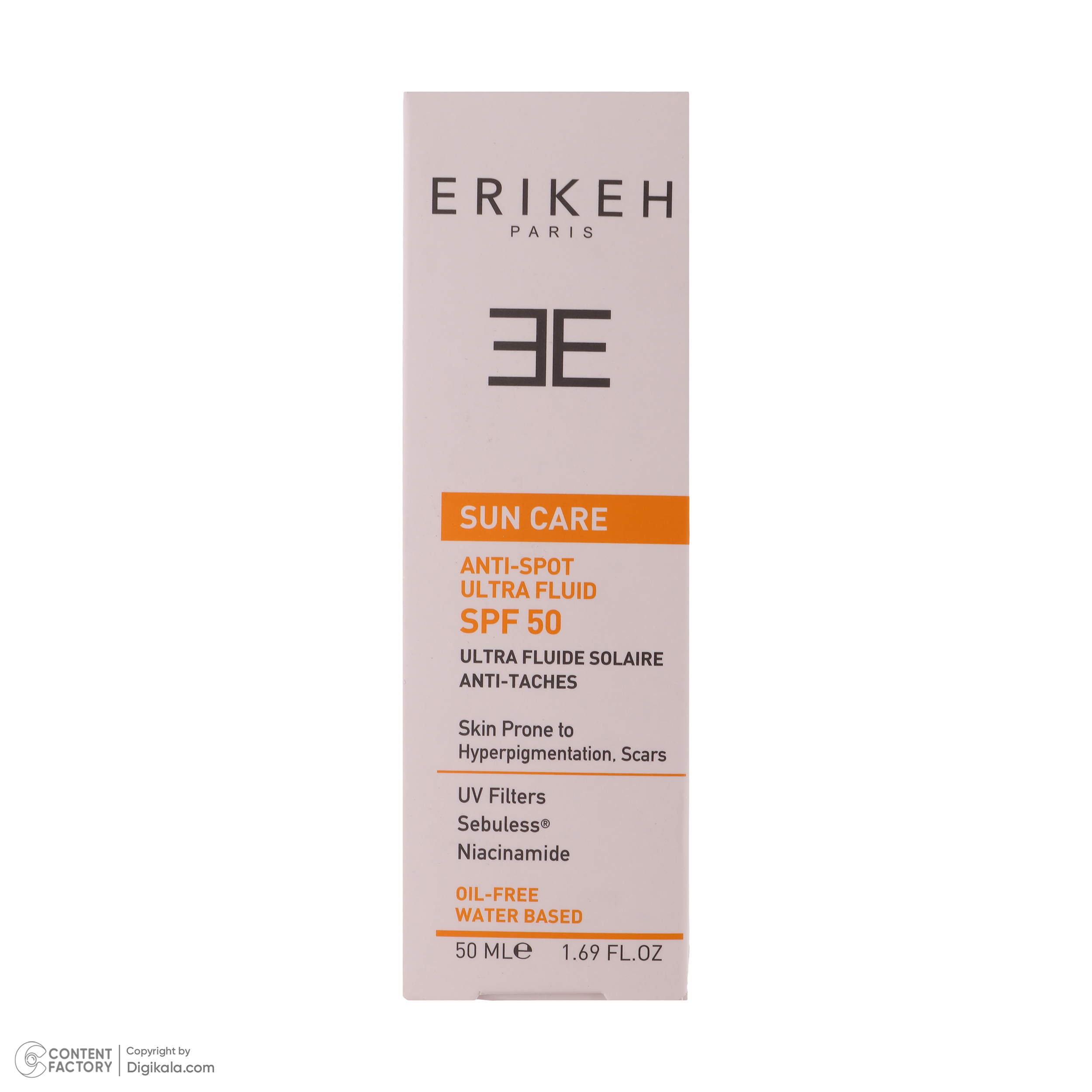 کرم ضد آفتاب بدون رنگ اریکه SPF50 مدل Anti-Spot ‌محافظ UVA،UVB مناسب انواع پوست حجم 50 میلی‌لیتر