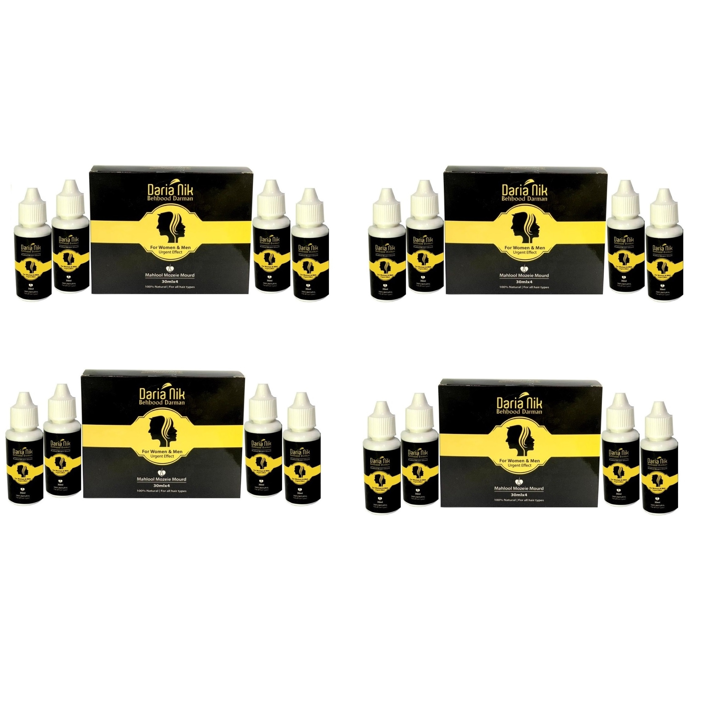 محلول ضد ریزش و رفع سفیدی مو و ابرو بهبود درمان داریا نیک مدل Mourd حجم 30 میلی لیتر مجموعه 4 عددی