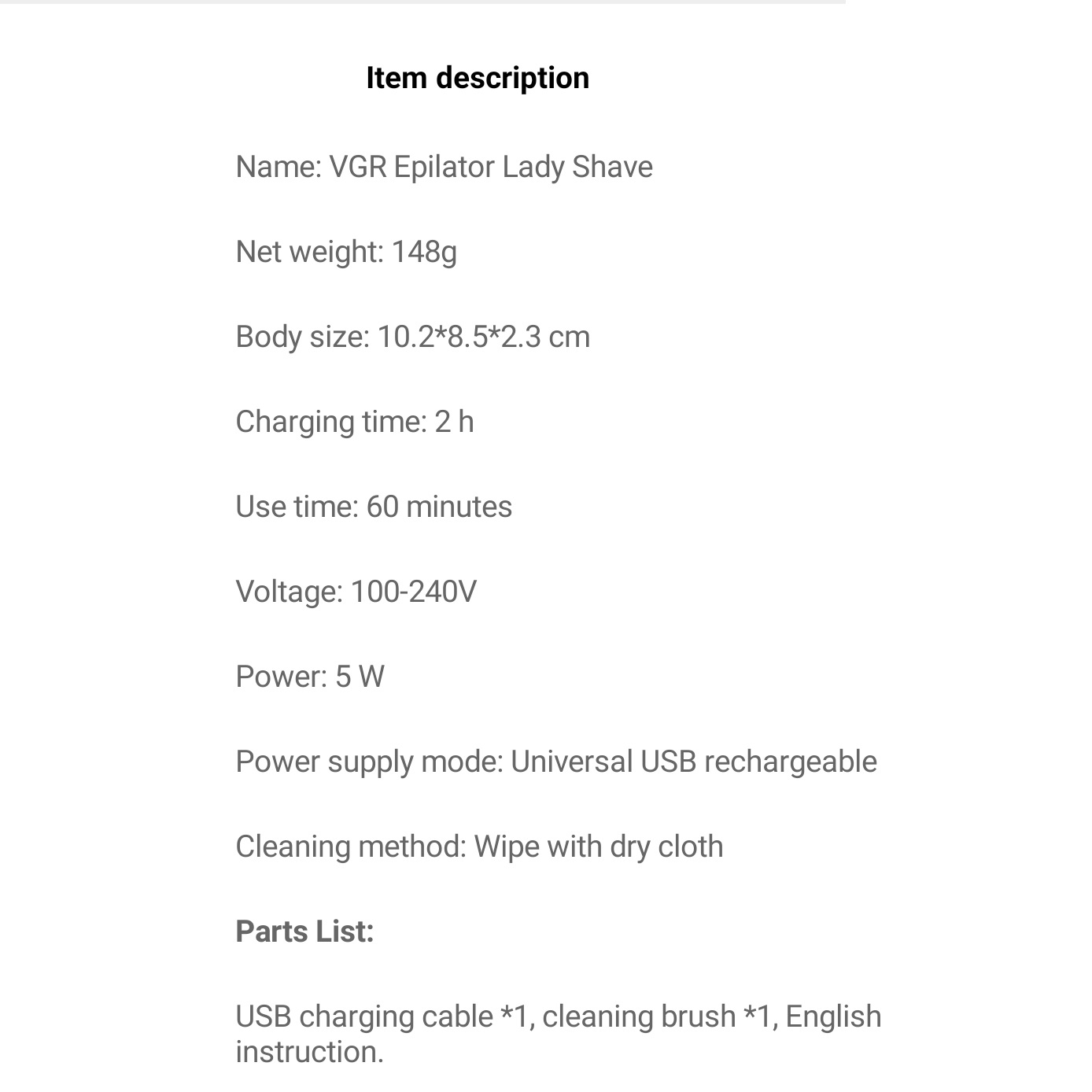 اپیلاتور وی جی ار مدل V-726